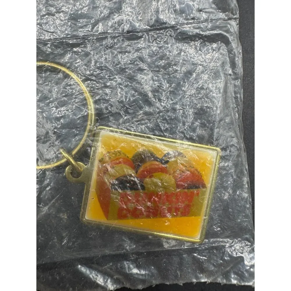 Vintage Dunkin Donuts 1 Dozen Assorted Donuts Acrylic Advertising Keychain NOS